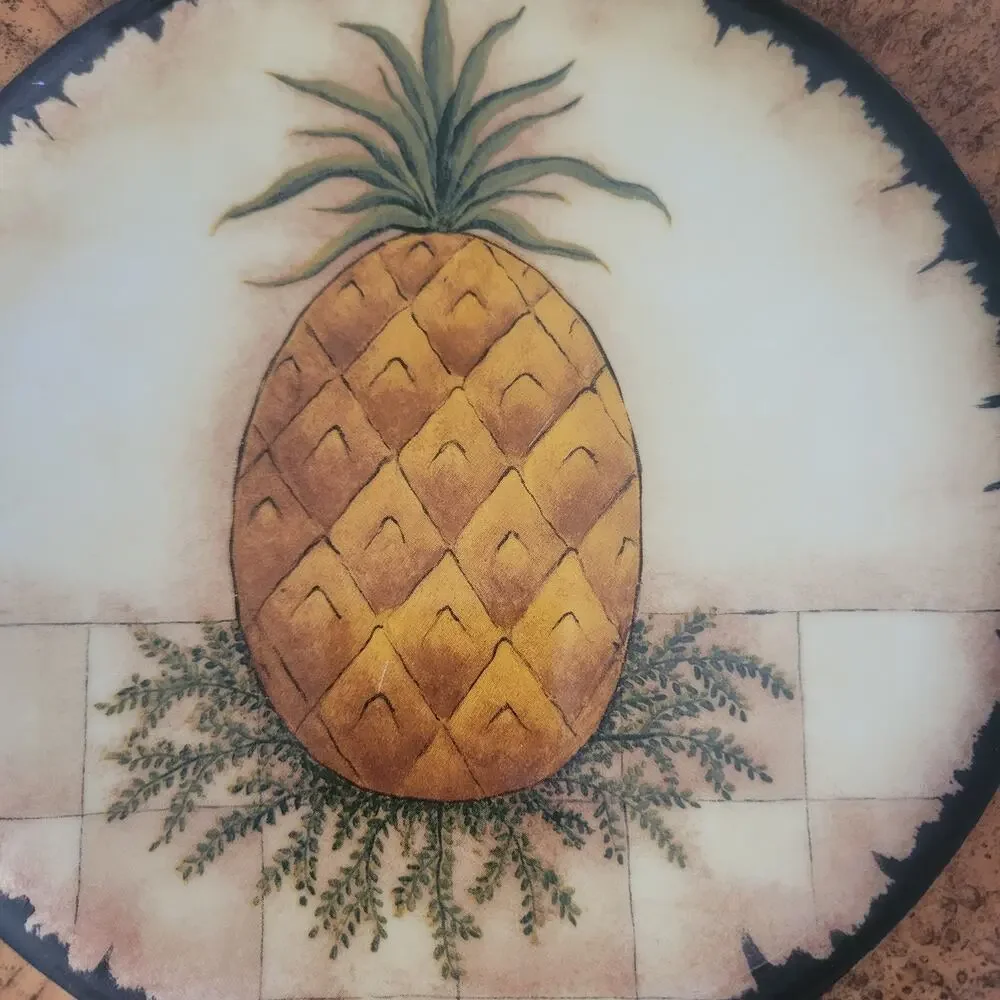 ESC Trading Company David Harden Hospitality‎ Pineapple Plates Set 2 Brown Gold